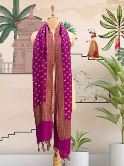 Kumudini Magenta Matka Georgette Stole Dupatta