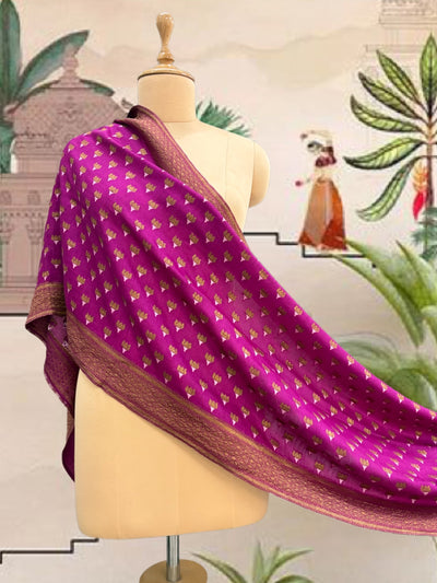 Kumudini Magenta Matka Georgette Stole Dupatta