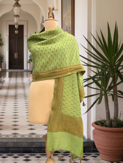 Sirisa Pista Green Matka Georgette Stole Dupatta
