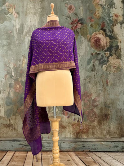 Krittika Purple Matka Georgette Stole Dupatta