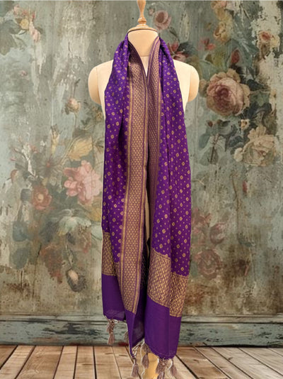 Krittika Purple Matka Georgette Stole Dupatta