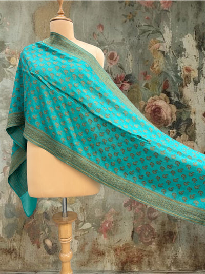 Parijata Turquoise Matka Georgette Stole Dupatta