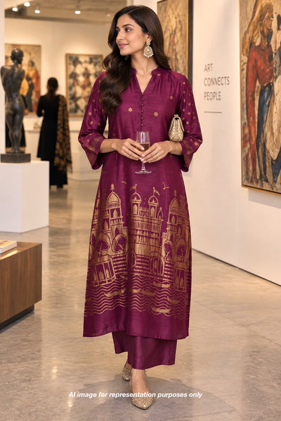 Magenta Ghats Matka Georgette Kurta