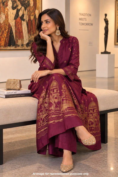 Magenta Ghats Matka Georgette Kurta