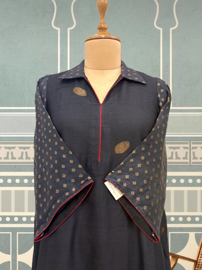 Black Antique Booti Matka Georgette Kurta