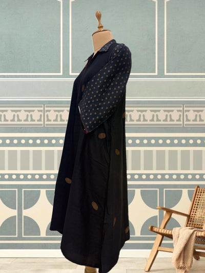 Black Antique Booti Matka Georgette Kurta