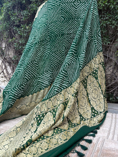 Dwarka Green Bandhani Dupatta