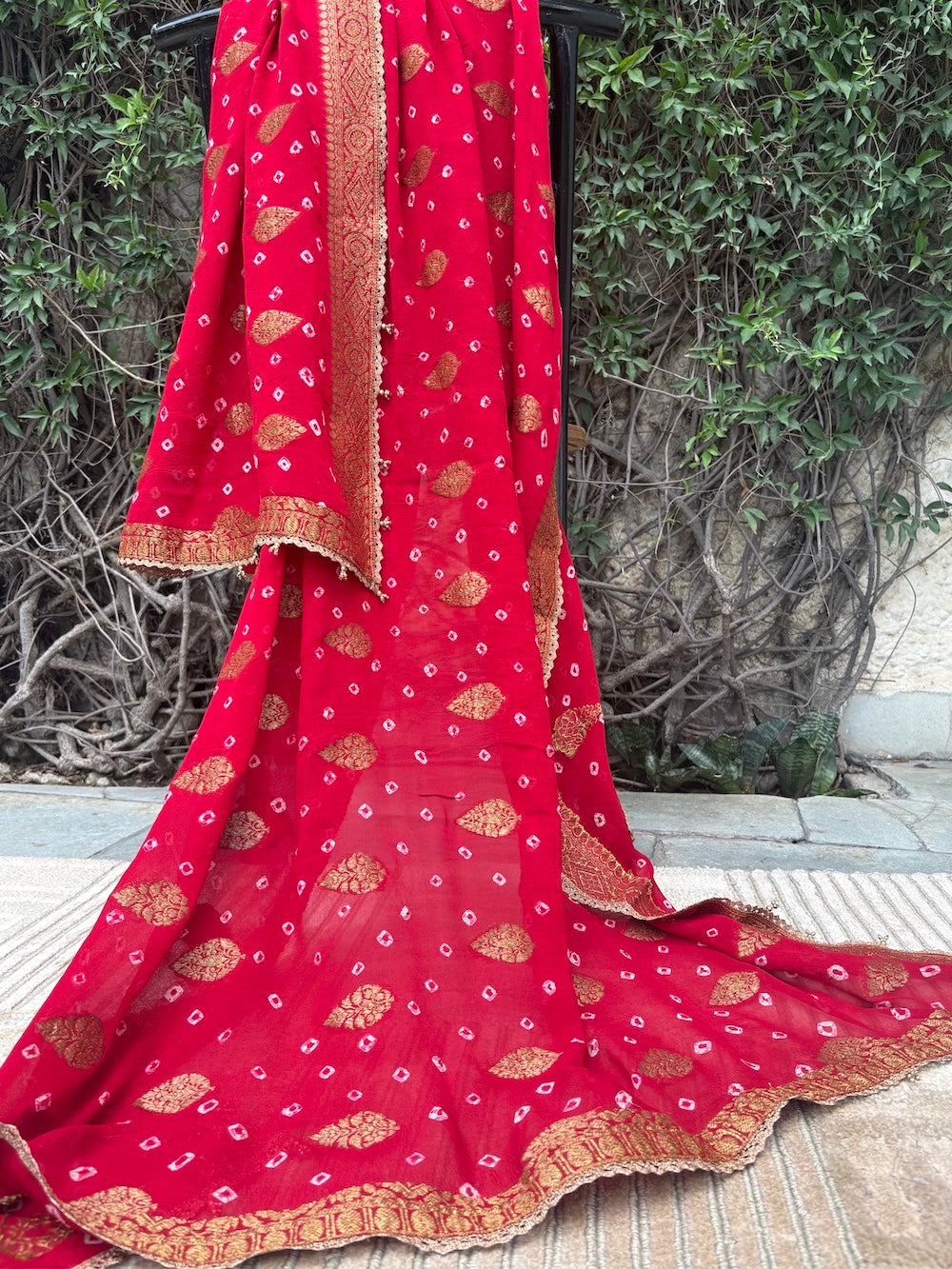 Navsari Red Bandhani Dupatta