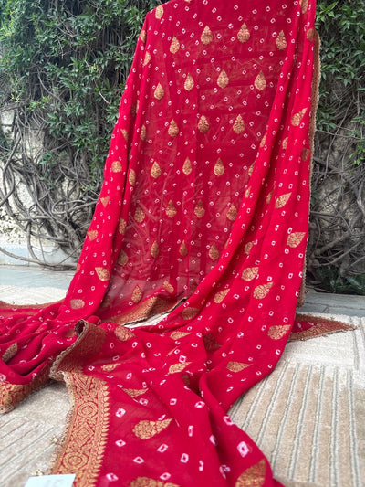 Navsari Red Bandhani Dupatta