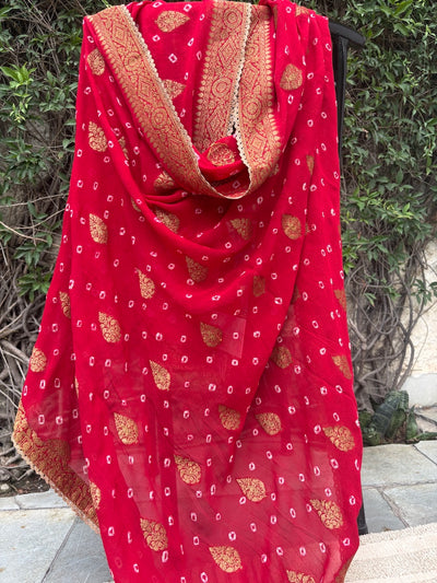 Navsari Red Bandhani Dupatta