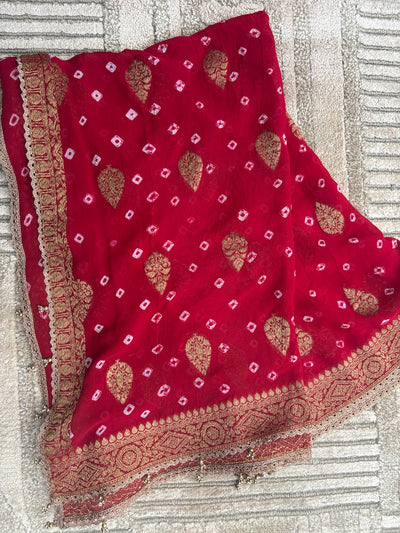 Navsari Red Bandhani Dupatta