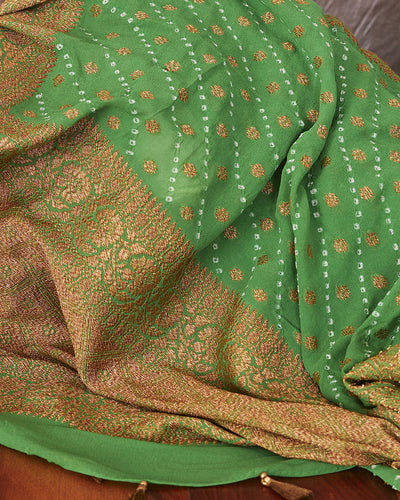 Yuvrani Green Bandhani Khaddi Georgette Saree