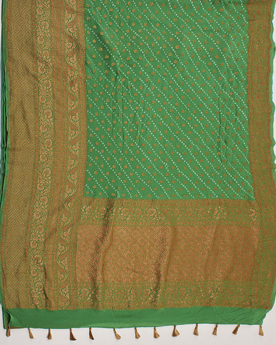 Yuvrani Green Bandhani Khaddi Georgette Saree