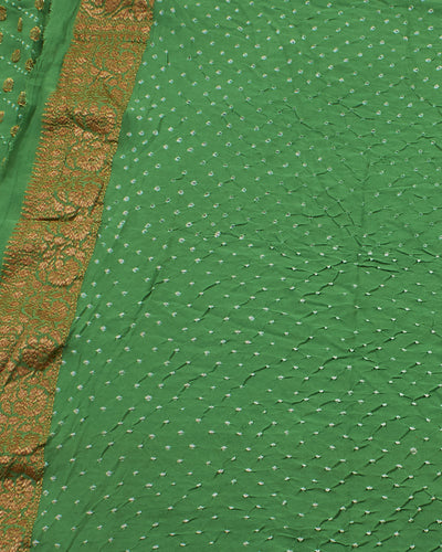 Yuvrani Green Bandhani Khaddi Georgette Saree