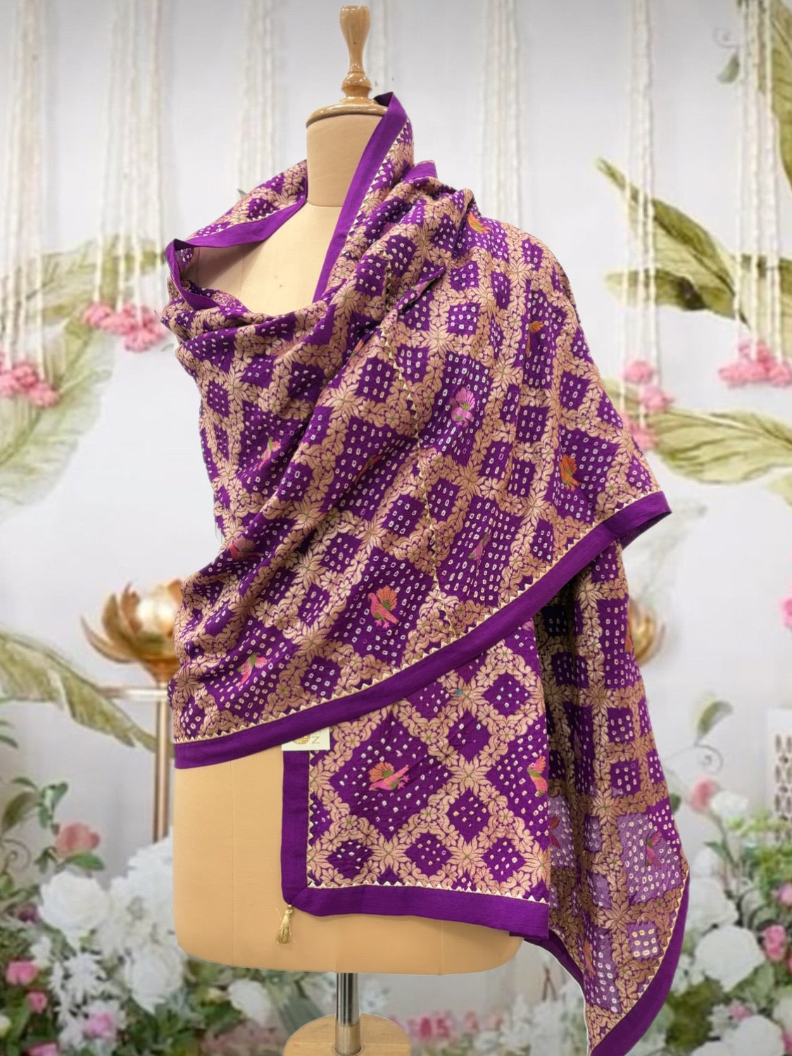 Keoladeo Purple Bandhani Dupatta