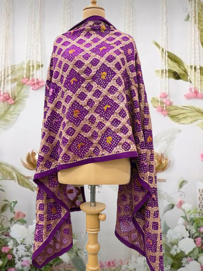 Keoladeo Purple Bandhani Dupatta