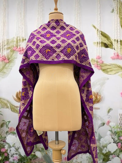 Keoladeo Purple Bandhani Dupatta