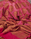 Rukmavati Rani Pink Bandhani Khaddi Georgette Saree