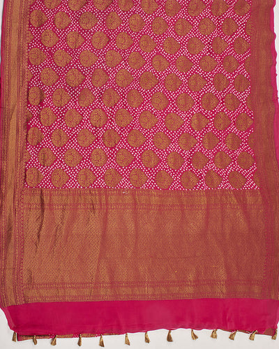 Rukmavati Rani Pink Bandhani Khaddi Georgette Saree