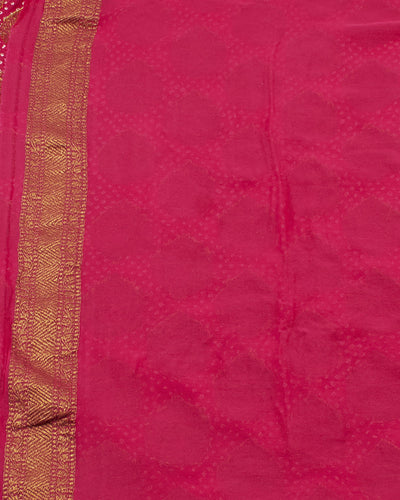 Rukmavati Rani Pink Bandhani Khaddi Georgette Saree