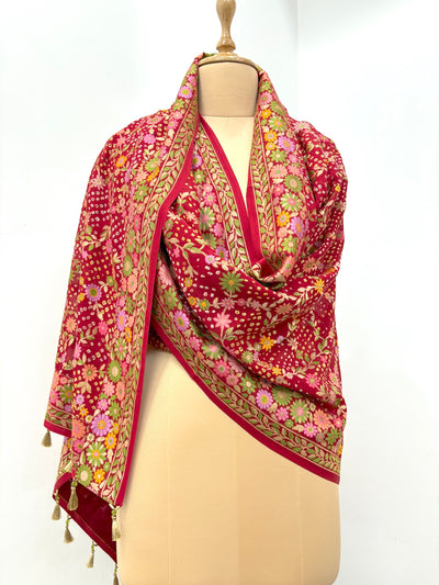 Navsari Red Bandhani Dupatta