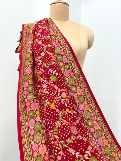 Navsari Red Bandhani Dupatta
