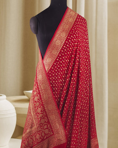 Chitrangana Red Bandhani Khaddi Georgette Saree