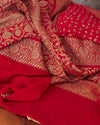 Chitrangana Red Bandhani Khaddi Georgette Saree