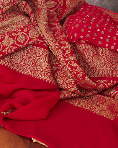 Chitrangana Red Bandhani Khaddi Georgette Saree