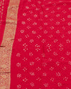 Chitrangana Red Bandhani Khaddi Georgette Saree