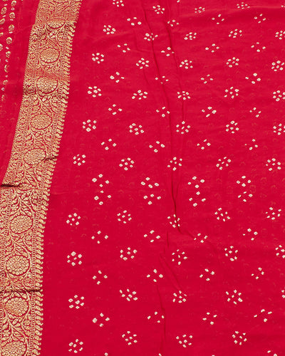 Chitrangana Red Bandhani Khaddi Georgette Saree