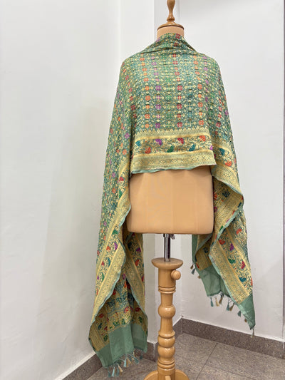 Dwarka Sea Green Bandhani Dupatta