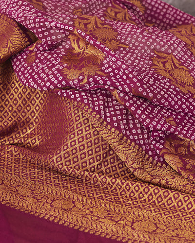 Kaushiki Magenta Bandhani Khaddi Georgette Saree