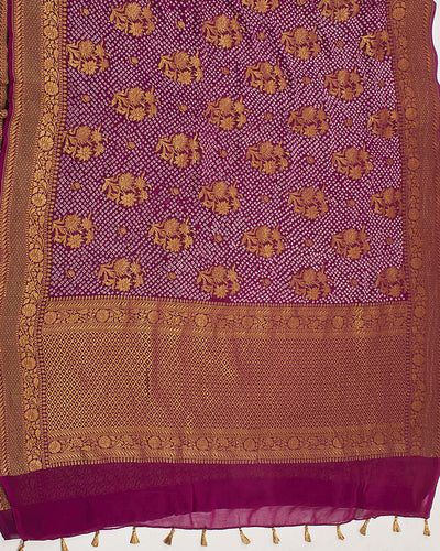 Kaushiki Magenta Bandhani Khaddi Georgette Saree