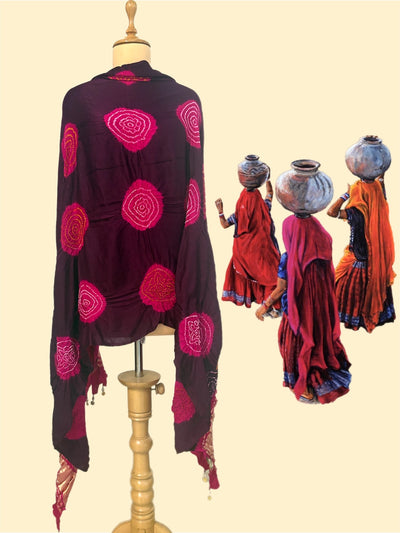 Mehsana Brown Bandhani Dupatta