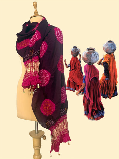 Mehsana Brown Bandhani Dupatta