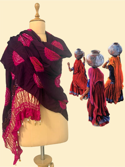 Mehsana Brown Bandhani Dupatta