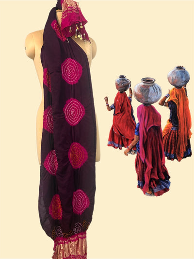 Mehsana Brown Bandhani Dupatta