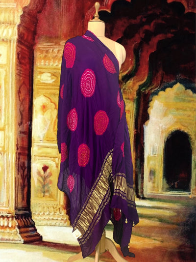 Kathiawar Purple Bandhani Dupatta