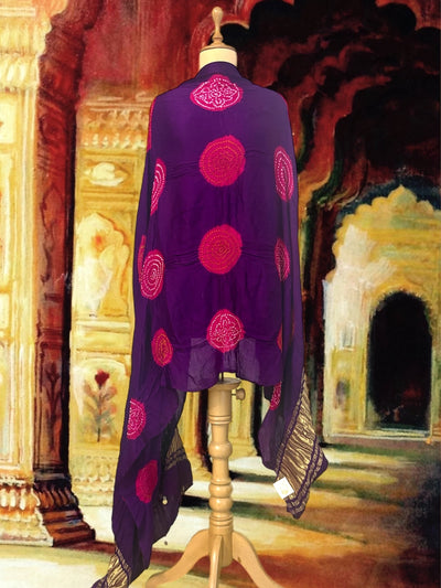 Kathiawar Purple Bandhani Dupatta