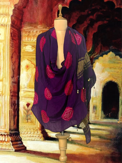 Kathiawar Purple Bandhani Dupatta