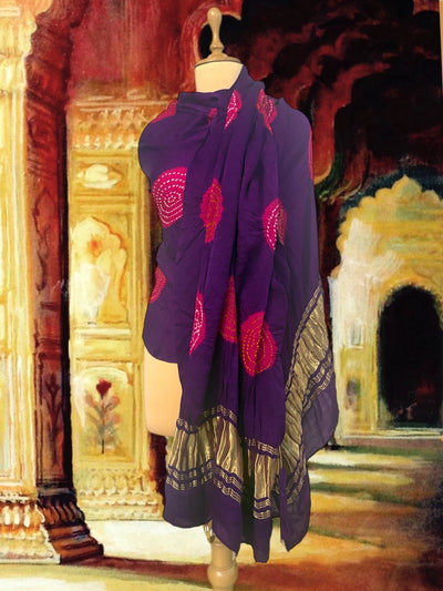 Kathiawar Purple Bandhani Dupatta