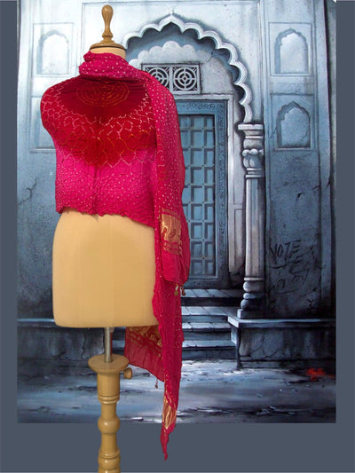 Rang Rasiya Red & Pink Shaded Bandhani Dupatta