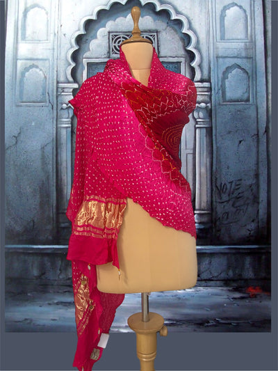Rang Rasiya Red & Pink Shaded Bandhani Dupatta