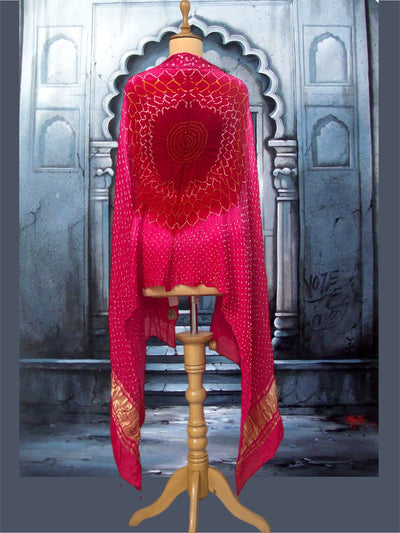 Rang Rasiya Red & Pink Shaded Bandhani Dupatta