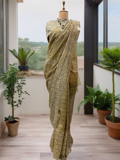 Sanganer Chikoo Cotton Saree