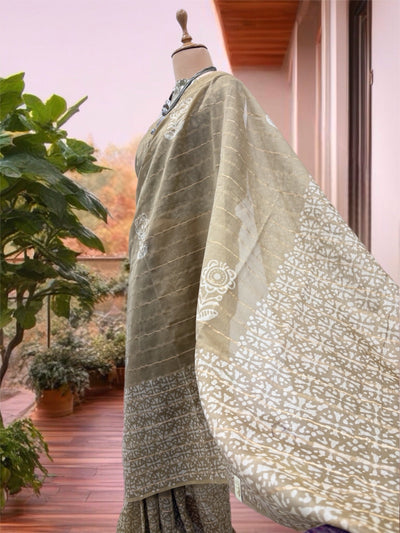 Sanganer Chikoo Cotton Saree