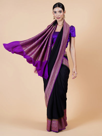 Pallava Black Crepe Silk Saree