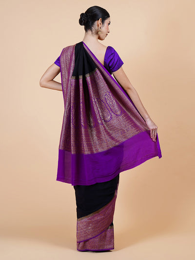 Pallava Black Crepe Silk Saree