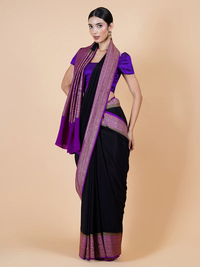 Pallava Black Crepe Silk Saree